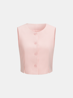 Conjunto de Chaleco Corto Entallado y Pantalón Ancho