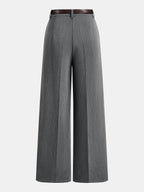 Pantalón Ancho Plisado Entallado con Cinturón