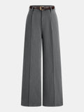Pantalón Ancho Plisado Entallado con Cinturón
