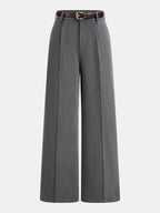 Pantalón Ancho Plisado Entallado con Cinturón