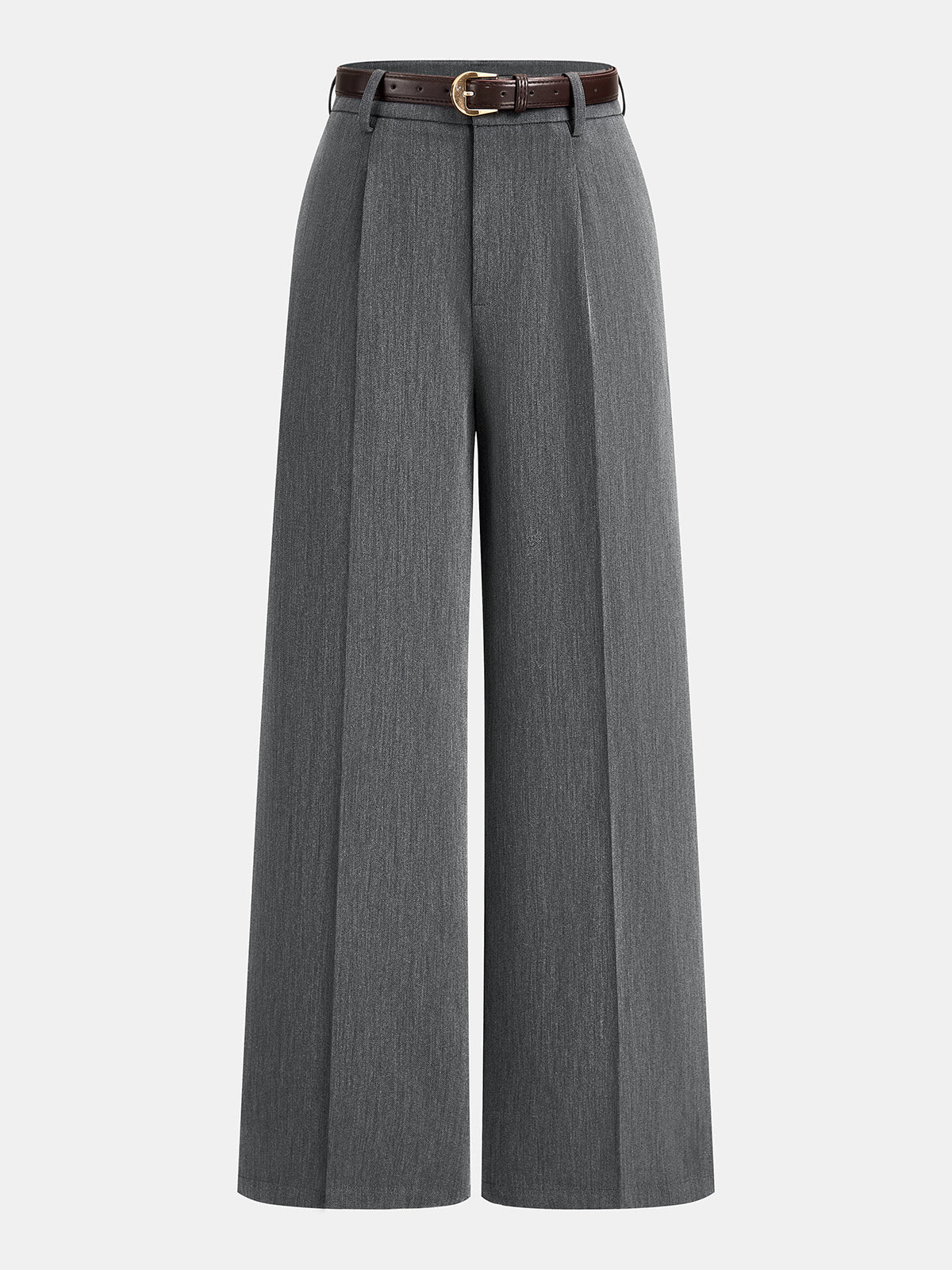 Pantalón Ancho Plisado Entallado con Cinturón