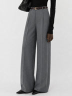 Pantalón Ancho Plisado Entallado con Cinturón