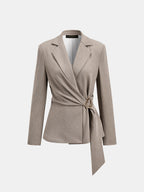 Tie-Waist Lapel Wrap Blazer