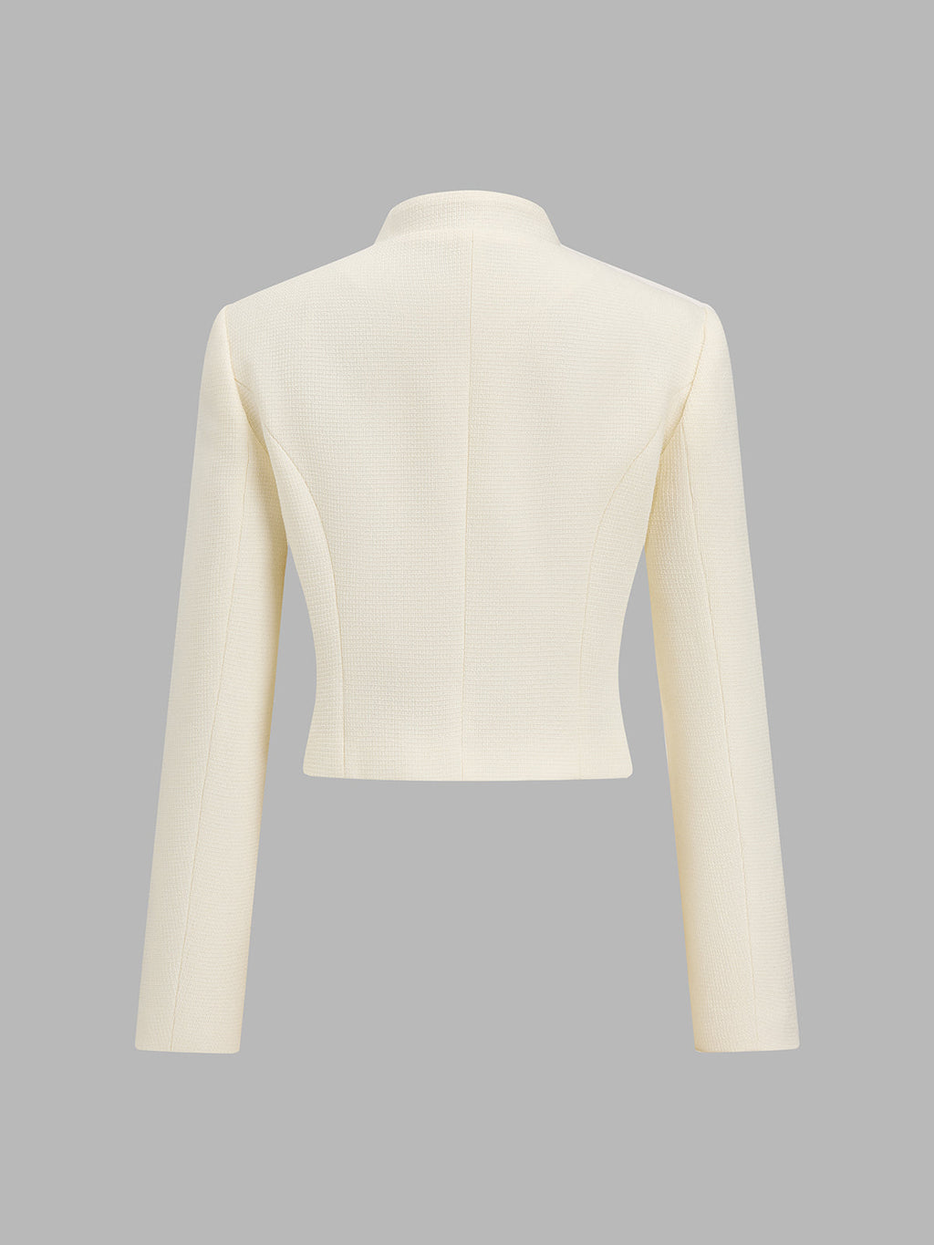 Mandarin Collar Asymmetric Button Cropped Blazer