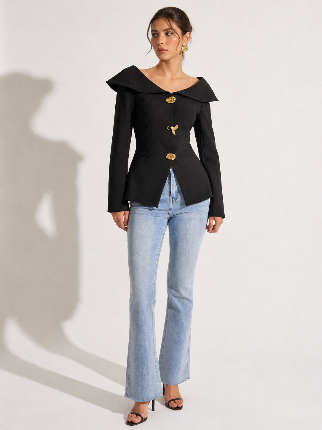 Large Lapel Off-Shoulder Blazer