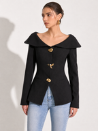Large Lapel Off-Shoulder Blazer
