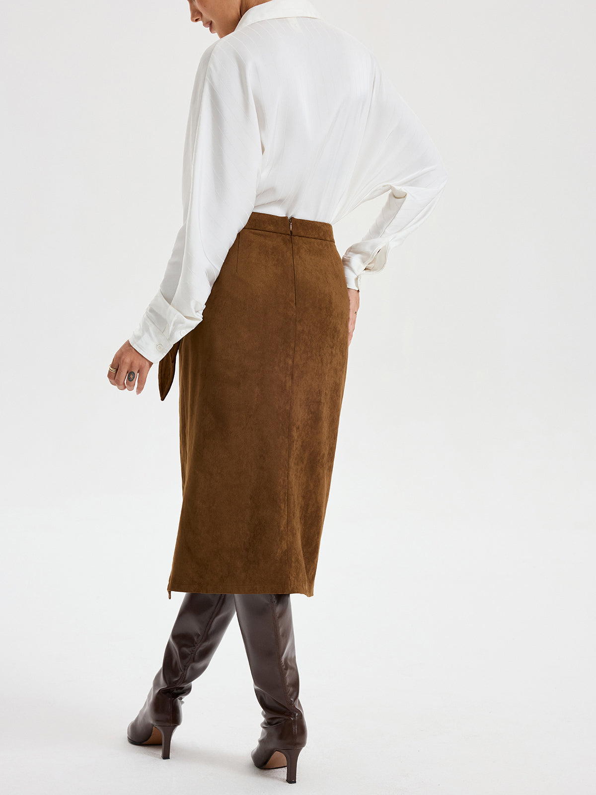 Falda Midi con Nudo de Efecto Ante