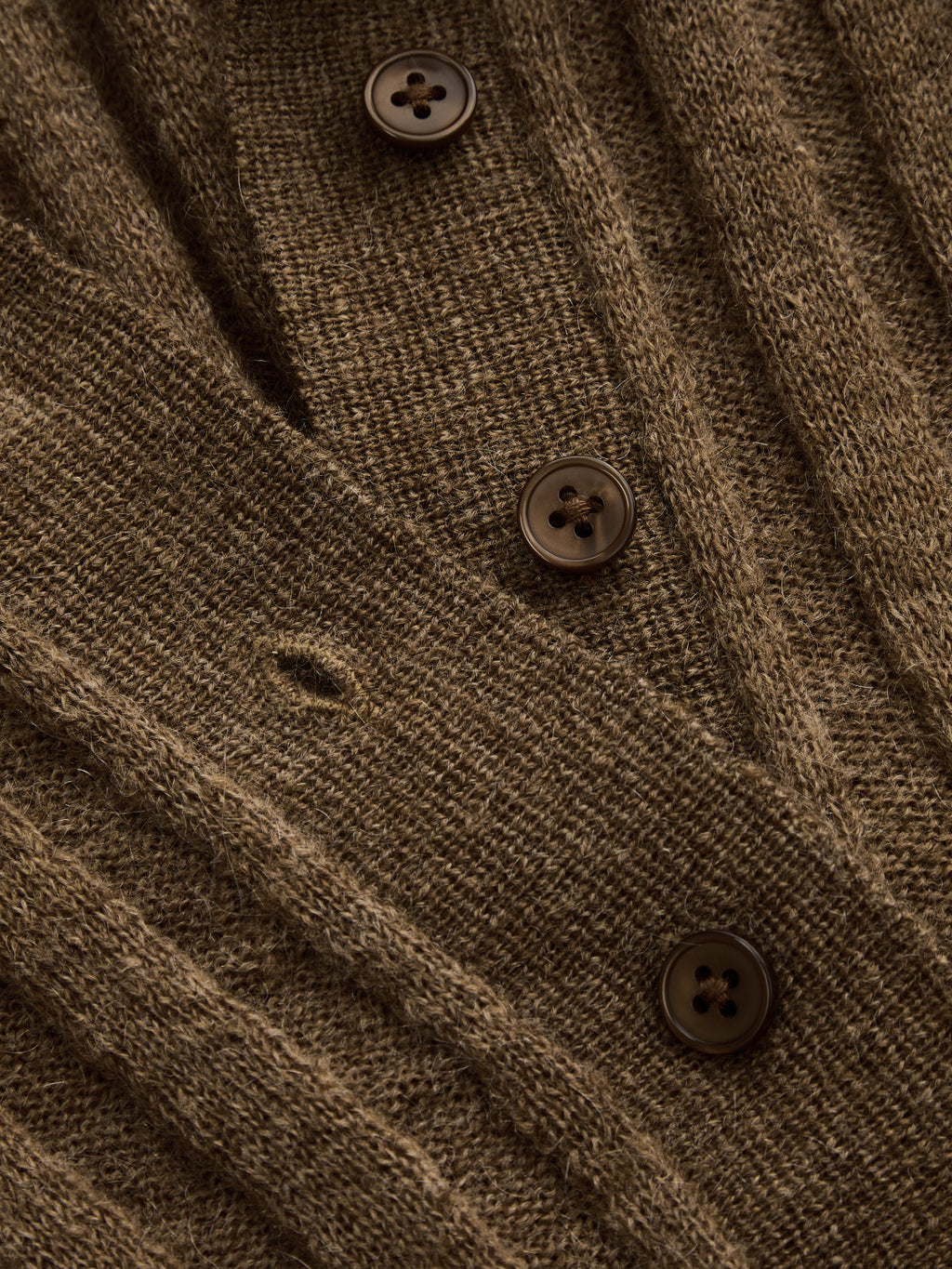 Collared Wool Blend Ribbed Knit Cardigan