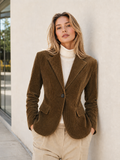 Corduroy Wide-Shoulder Fitted Blazer