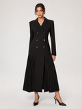 Pleated Hem Double-Breasted Blazer Coat