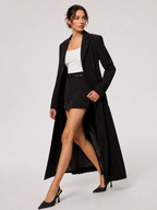 Pleated Hem Double-Breasted Blazer Coat