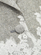 Lace Hem Cropped Tweed Blazer