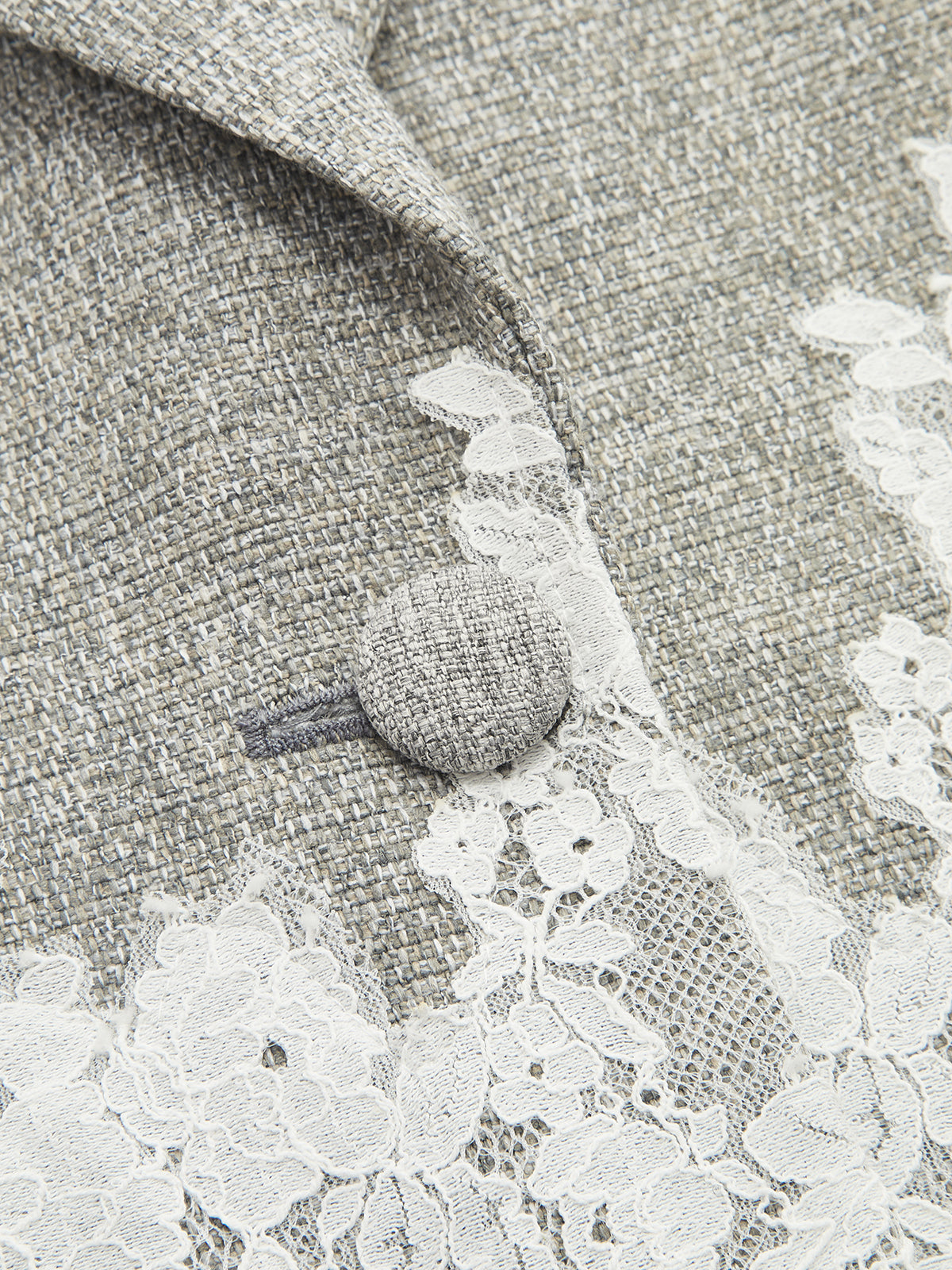 Lace Hem Cropped Tweed Blazer