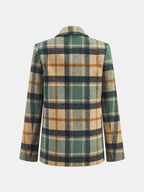 Multi‑Color Plaid Tailored Double‑Breasted Blazer