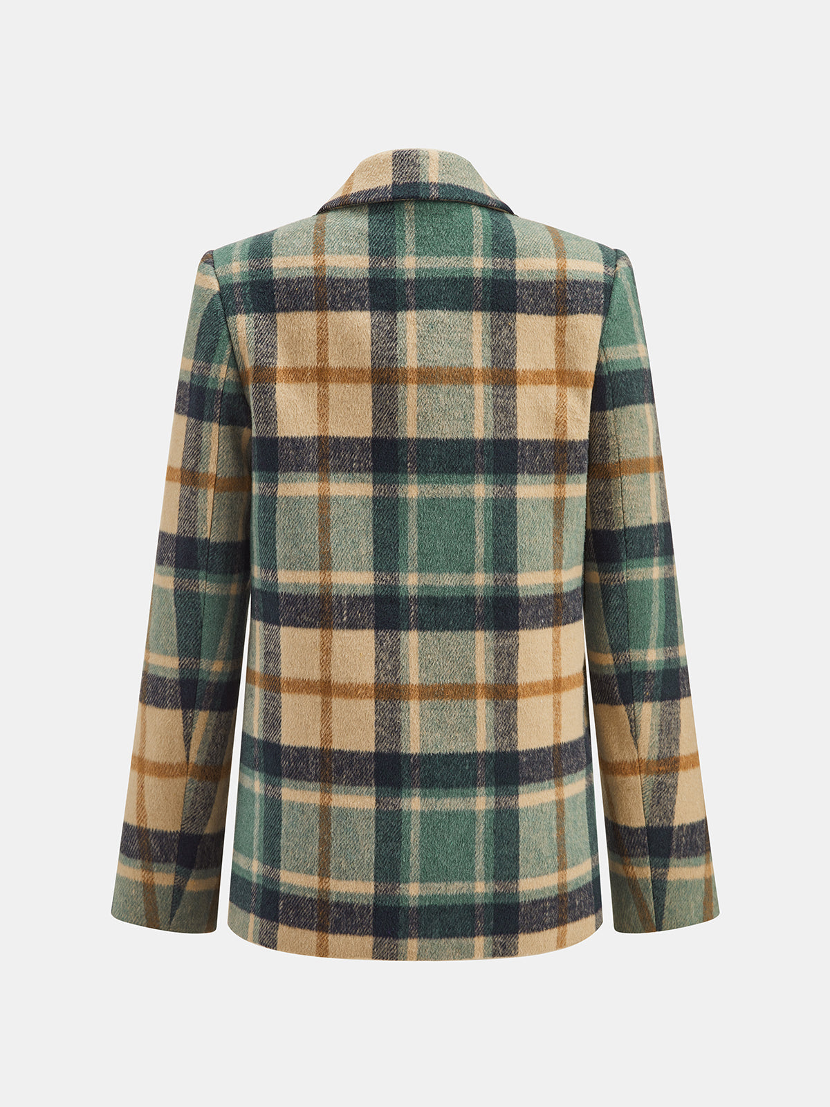 Multi‑Color Plaid Tailored Double‑Breasted Blazer