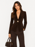 Metal Button Velvet Blazer