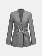 V‑Neck Belted Wrap Blazer