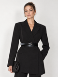Belted Long Sleeve Lapel Blazer