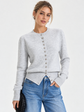 Buttoned Crew Neck Cardigan