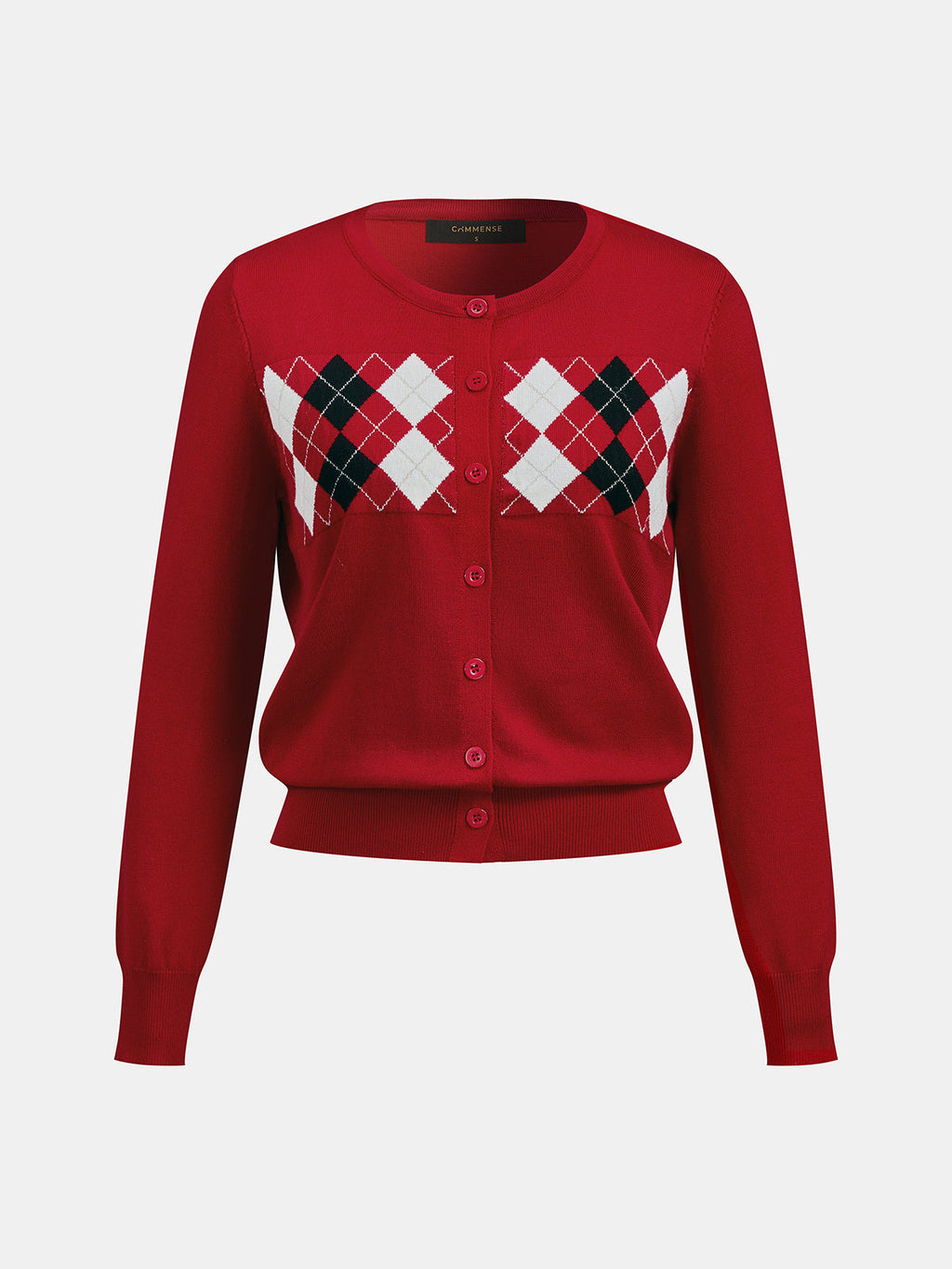 Argyle Pattern Patchwork Knit Cardigan