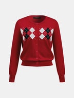 Argyle Pattern Patchwork Knit Cardigan