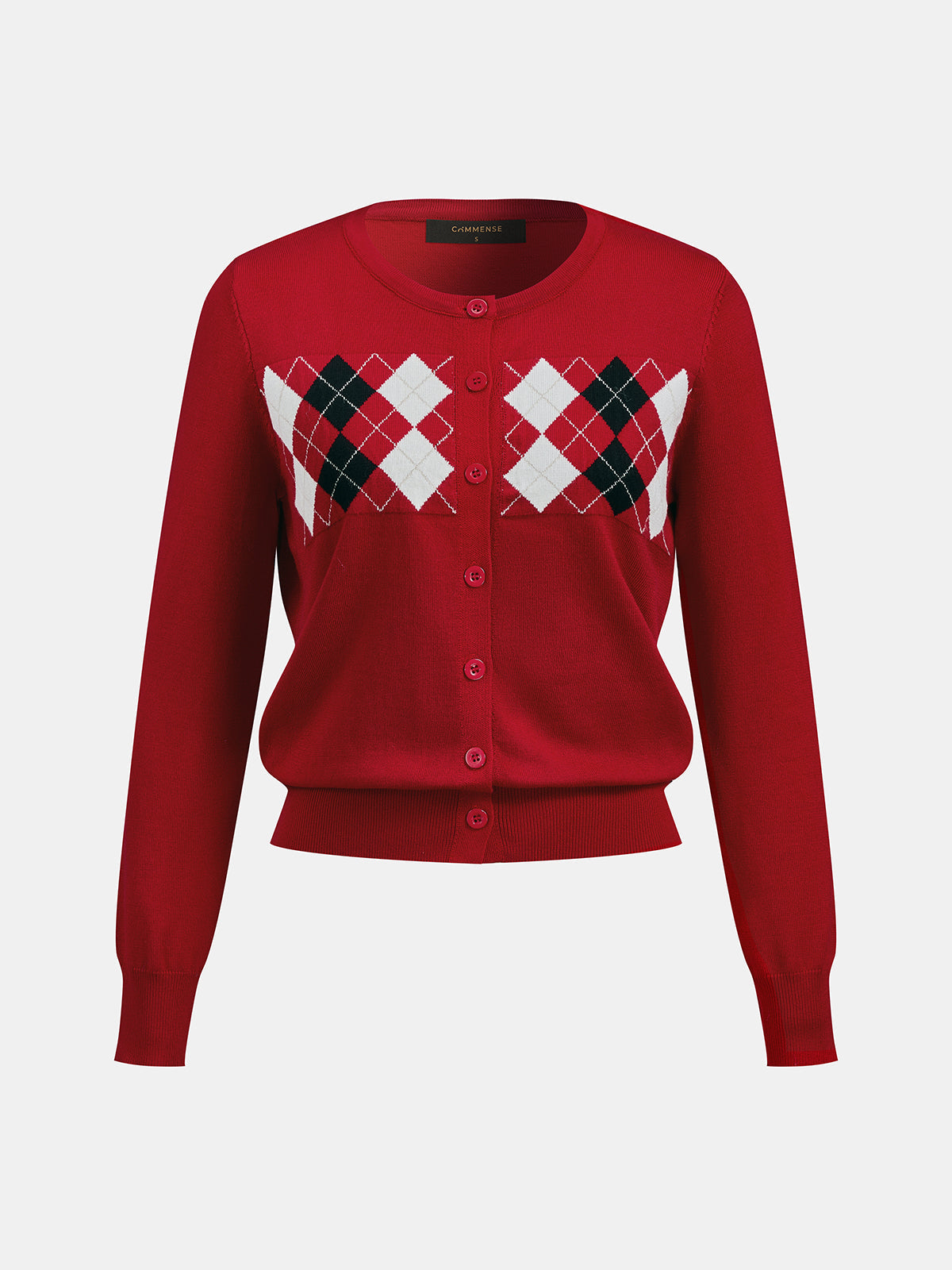 Argyle Pattern Patchwork Knit Cardigan