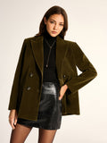 Loose Fit Double‑Breasted Velvet Blazer