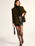 Loose Fit Double‑Breasted Velvet Blazer