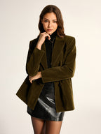 Loose Fit Double‑Breasted Velvet Blazer