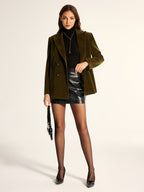 Loose Fit Double‑Breasted Velvet Blazer