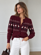 Cat Motif Fair Isle Knit Cardigan