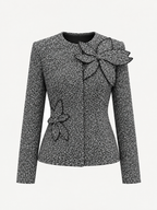 3D Floral Appliqué Tailored Tweed Jacket