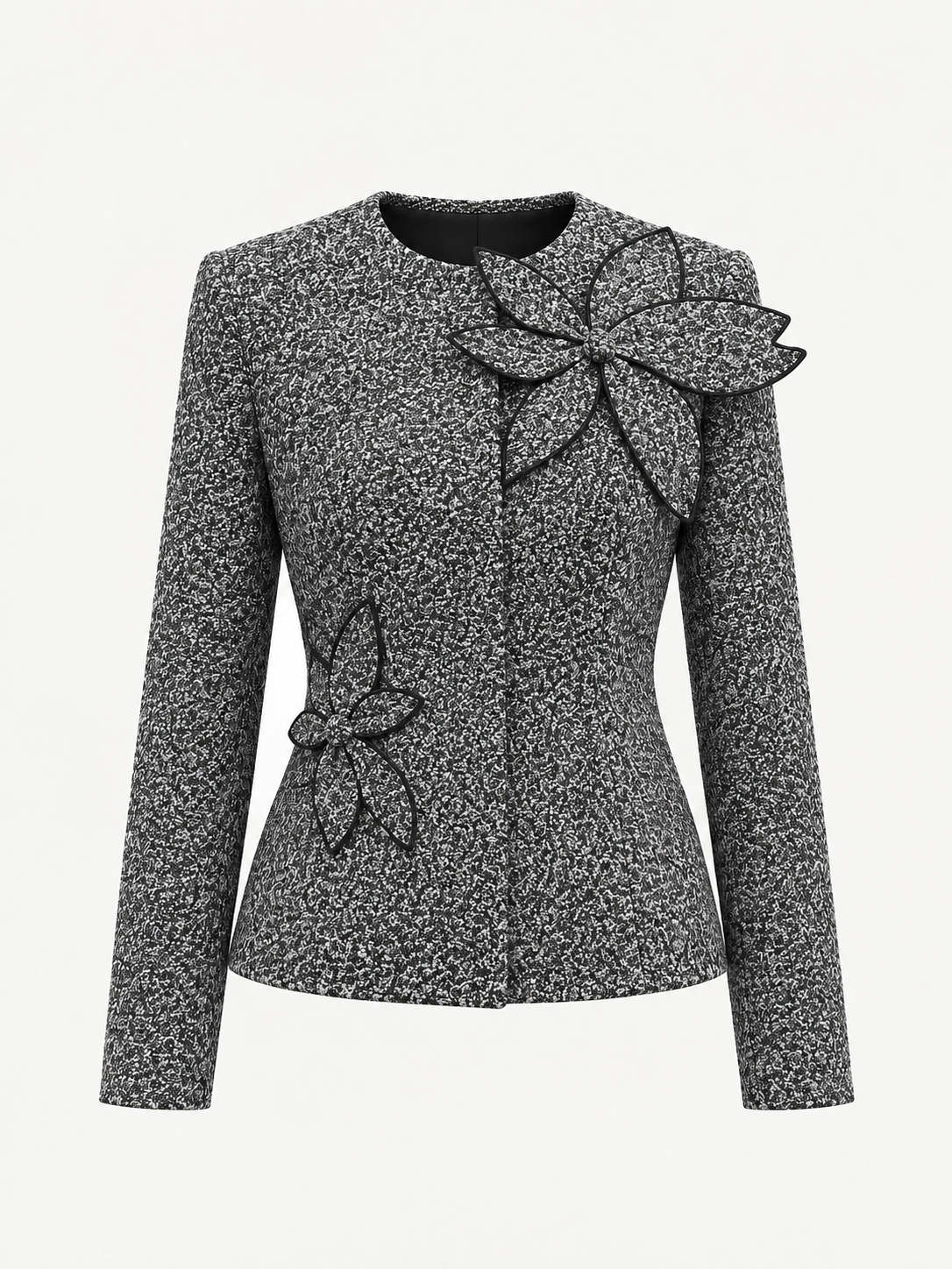 3D Floral Appliqué Tailored Tweed Jacket