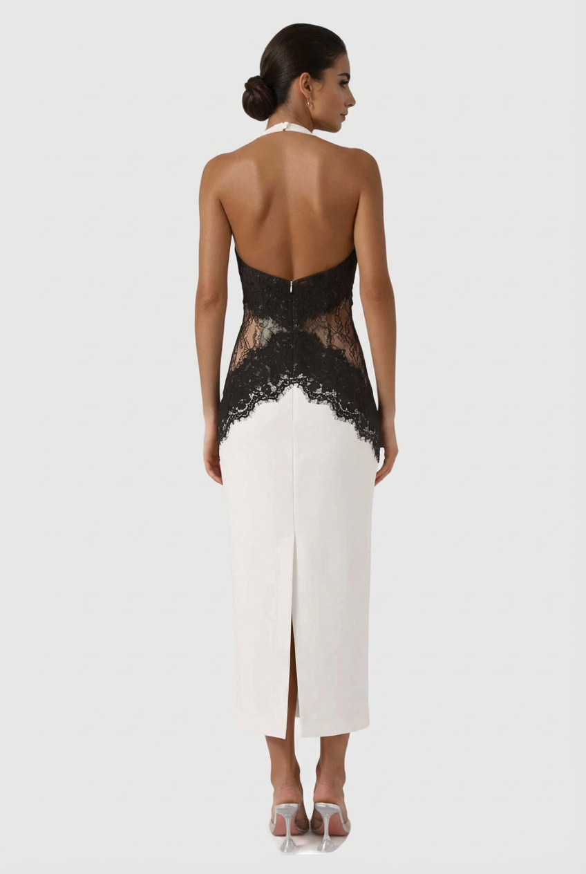 Bianca | Vestido Midi de Encaje Mariposa con Abertura - OSMARA Fashion - vista 2
