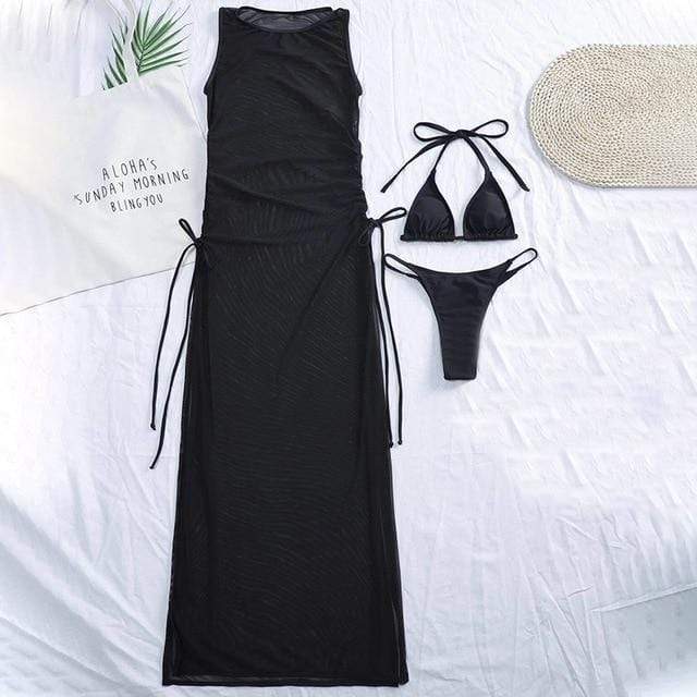 Biquini con vestido de playa