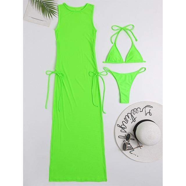 Biquini con vestido de playa