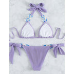 Biquini morado de punto acanalado