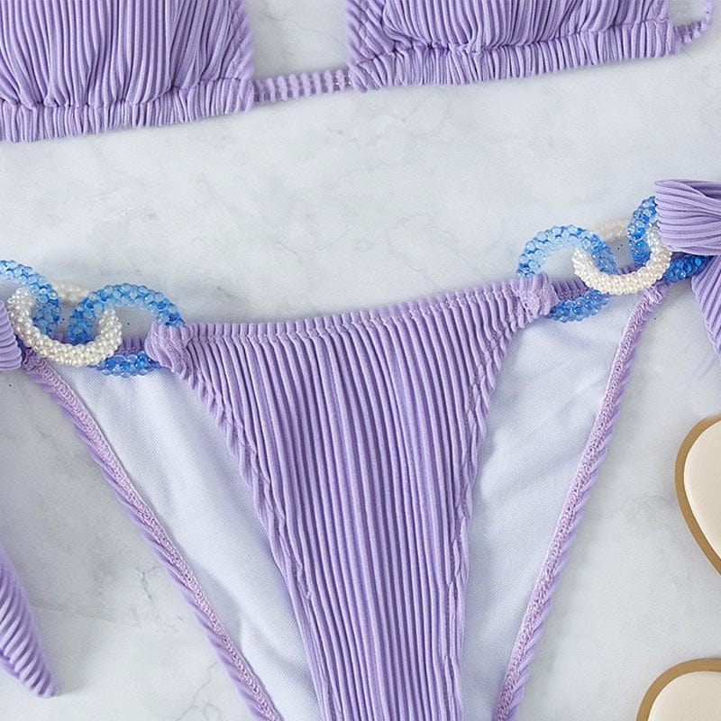 Biquini morado de punto acanalado