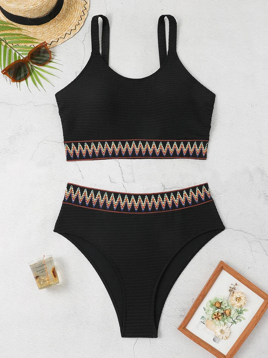 Biquini plus size de punto acanalado