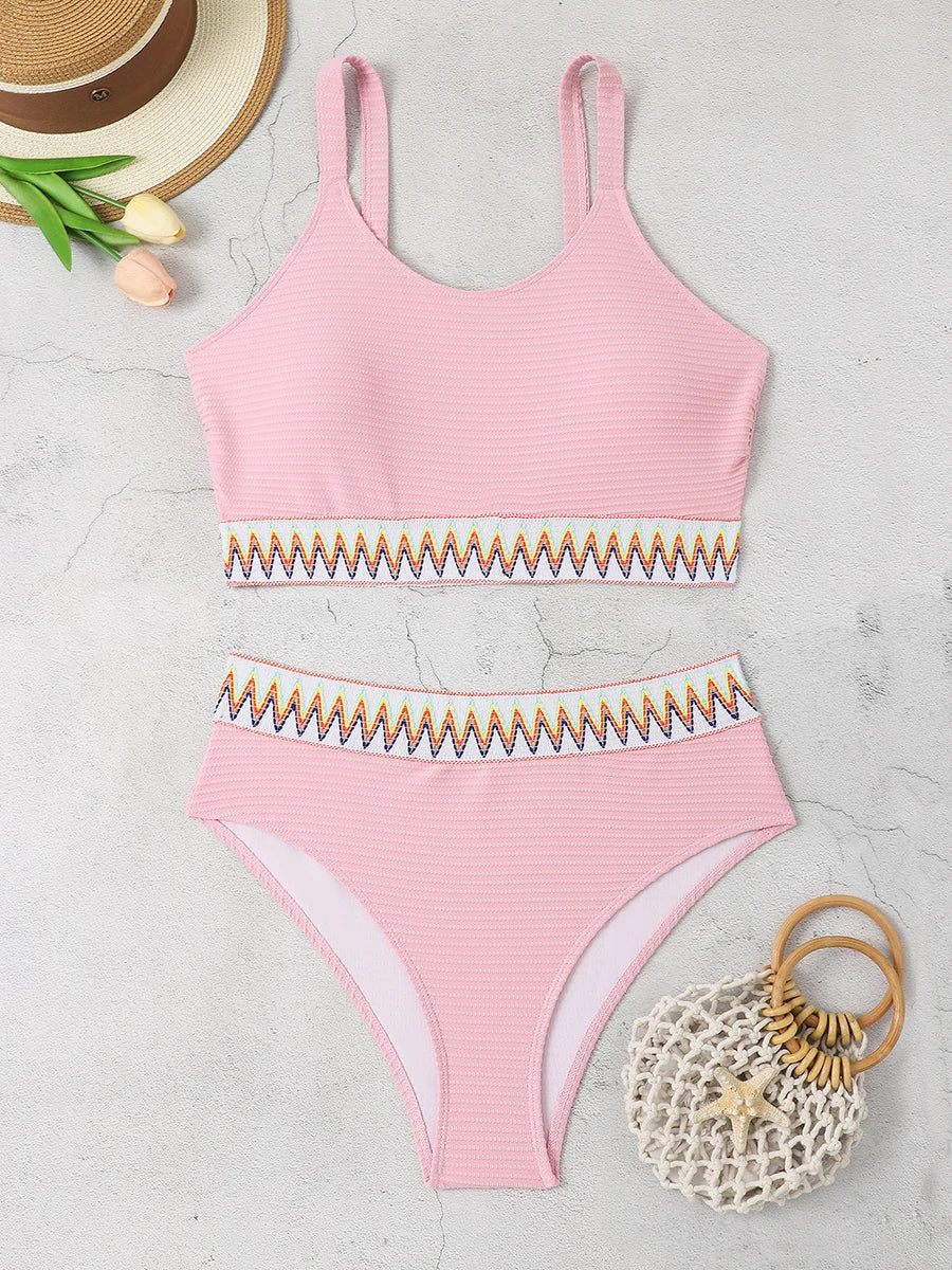 Biquini plus size de punto acanalado