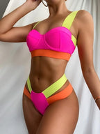 Biquini tricolor con tirantes anchos