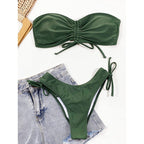 Biquini verde sin tirantes
