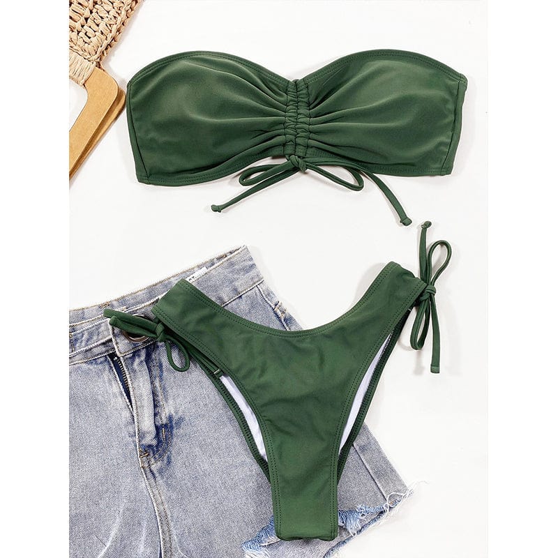 Biquini verde sin tirantes