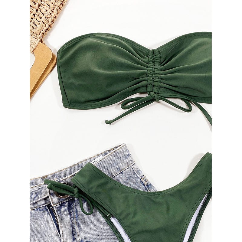 Biquini verde sin tirantes