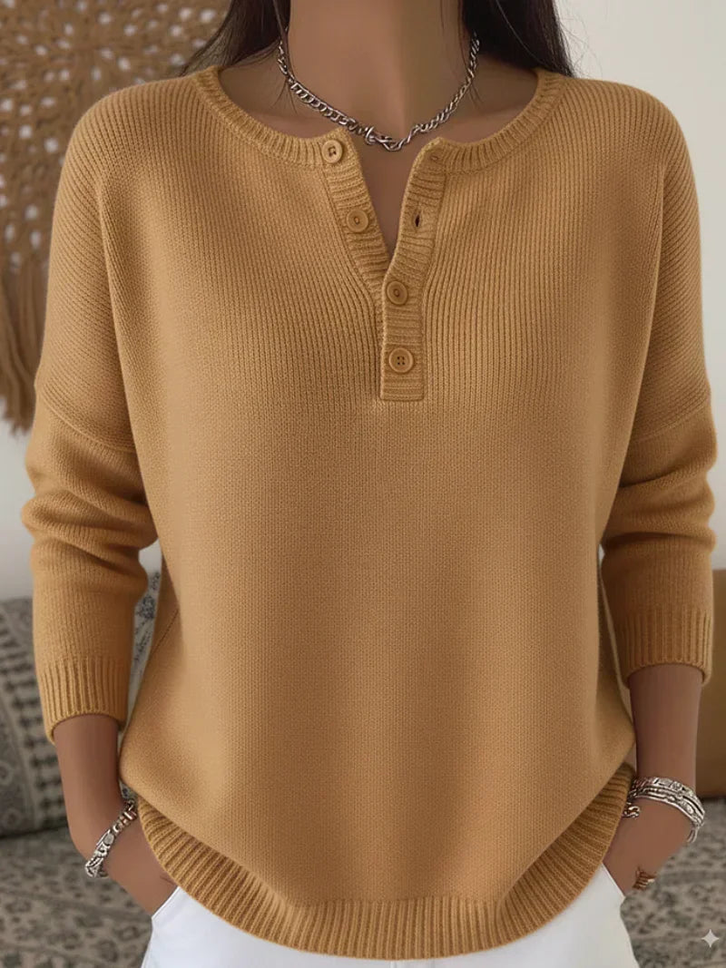 Helena™ | Suéter de Punto Henley con Botones