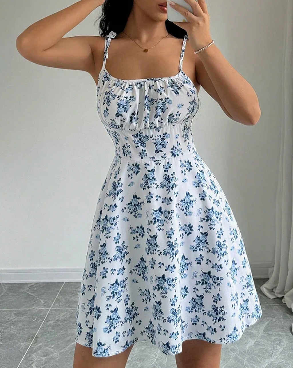 Short floral print dress