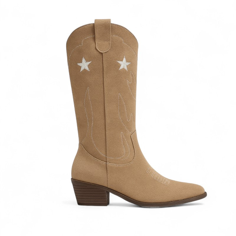 Lola - Bota Campera de Caña Ancha Estilo de Ante