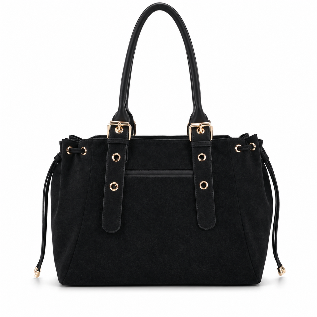 KAHINA Gamuza - Bolso de Mujer Negro de Gamuza