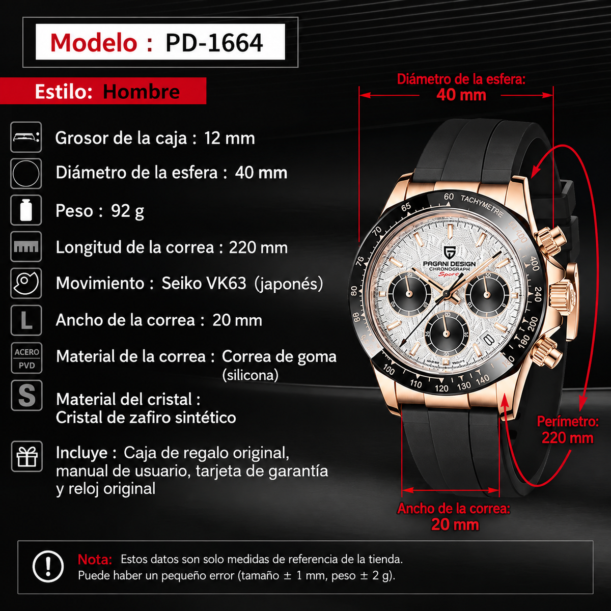 Reloj PAGANI DESIGN Cronógrafo de Lujo