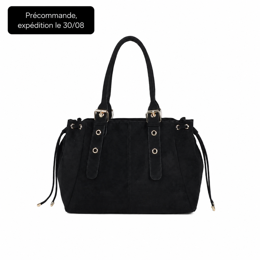 KAHINA Gamuza - Bolso de Mujer Negro de Gamuza